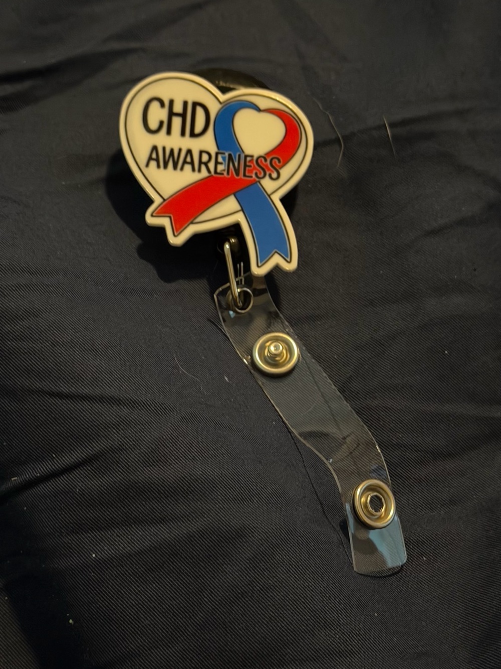 CHD Awareness Red & Blue Heart Badge Reel - Accessories